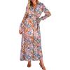 imageANRABESS Womens Long Sleeve Floral Maxi Dress Boho Flowy Wrap Slit V Neck Beach Fall Wedding Guest Party Vacation DressesOrange Pink Floral