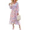 imageANRABESS Womens Long Sleeve Floral Maxi Dress Casual V Neck Chiffon Boho Flowy Beach Fall Wedding Guest Party Long DressesCrayon Multicolored Floral