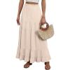 imageANRABESS Womens Maxi Skirt Elastic High Waist Swing Tiered Aline Flowy Pleated Boho Beach Vacation Long SkirtsBeige