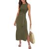 imageANRABESS Womens Summer Casual Sleeveless T Shirt Midi Dress Slim Fit Tie Waist Split Tank Long Dresses 2025 Vacation SundressArmy Green