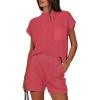 imageANRABESS Womens Two Piece Summer Outfits Knit Sweater Short Sets Pullover Tops ampamp Shorts Lounge Matching Clothes SetRose