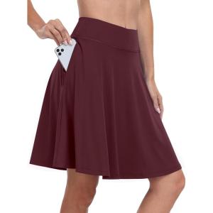 imageANRABESS Knee Length Skorts Skirts for Women 2025 Summer High Waisted Golf Tennis Skirt Casual Travel Builtin Shorts ClothesDeep Red