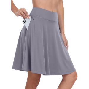 imageANRABESS Knee Length Skorts Skirts for Women 2025 Summer High Waisted Golf Tennis Skirt Casual Travel Builtin Shorts ClothesGray