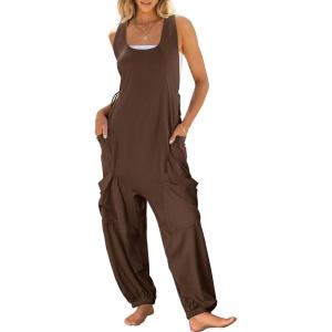 imageANRABESS Women Overalls Jumpsuits Loose Casual Dressy Sleeveless Baggy Harem Pants Romper Jumpers 2025 Trendy Summer OutfitsBrown