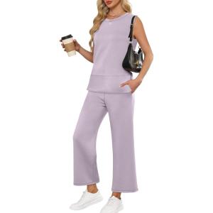 imageANRABESS Womens 2 Piece Outfits 2025 Summer Beach Vacation Clothes Fall Travel Casual Lounge Matching Sets SweatsuitsLight Purple