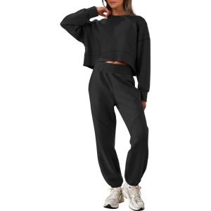 imageANRABESS Womens 2 Piece Outfits Lounge Sets Cropped Sweatshirt ampamp Joggers Fashion Sweatsuit Sweat Set 2025 Fall Travel OutfitsBlack