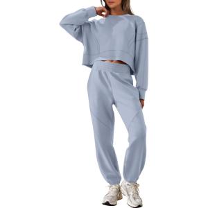 imageANRABESS Womens 2 Piece Outfits Lounge Sets Cropped Sweatshirt ampamp Joggers Fashion Sweatsuit Sweat Set 2025 Fall Travel OutfitsSky Blue