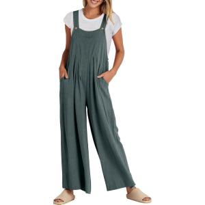 imageANRABESS Womens Jumpsuits Overalls Linen Wide Leg Jumpers Casual Summer Fall Outfits 2025 Beach Vacation Clothes with PocketsGrey Blue