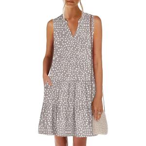 imageANRABESS Womens Mini Dresses Sleeveless V Neck Tiered Swing Going Out Beach Vacation Sundress 2025 Summer Casual OutfitsPolka Dot