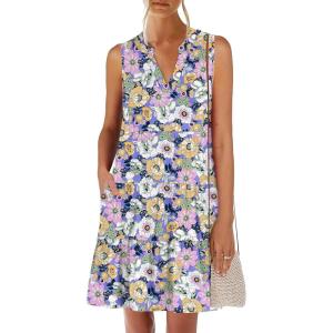 imageANRABESS Womens Mini Dresses Sleeveless V Neck Tiered Swing Going Out Beach Vacation Sundress 2025 Summer Casual OutfitsPurple Floral