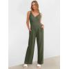 imageANRABESS Jumpsuits for Women 2025 Summer Dressy Spaghetti Strap Ribbed V Neck Wide Leg Overalls Flowy Romper Jumpers OutfitsArmy Green