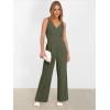 imageANRABESS Jumpsuits for Women 2025 Summer Dressy Spaghetti Strap Ribbed V Neck Wide Leg Overalls Flowy Romper Jumpers OutfitsArmy Green