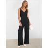 imageANRABESS Jumpsuits for Women 2025 Summer Dressy Spaghetti Strap Ribbed V Neck Wide Leg Overalls Flowy Romper Jumpers OutfitsBlack