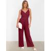 imageANRABESS Jumpsuits for Women 2025 Summer Dressy Spaghetti Strap Ribbed V Neck Wide Leg Overalls Flowy Romper Jumpers OutfitsBurgundy Red
