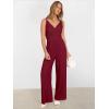 imageANRABESS Jumpsuits for Women 2025 Summer Dressy Spaghetti Strap Ribbed V Neck Wide Leg Overalls Flowy Romper Jumpers OutfitsBurgundy Red