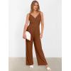 imageANRABESS Jumpsuits for Women 2025 Summer Dressy Spaghetti Strap Ribbed V Neck Wide Leg Overalls Flowy Romper Jumpers OutfitsCaramel