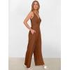 imageANRABESS Jumpsuits for Women 2025 Summer Dressy Spaghetti Strap Ribbed V Neck Wide Leg Overalls Flowy Romper Jumpers OutfitsCaramel