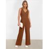 imageANRABESS Jumpsuits for Women 2025 Summer Dressy Spaghetti Strap Ribbed V Neck Wide Leg Overalls Flowy Romper Jumpers OutfitsCaramel