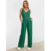 imageANRABESS Jumpsuits for Women 2025 Summer Dressy Spaghetti Strap Ribbed V Neck Wide Leg Overalls Flowy Romper Jumpers OutfitsDeep Green