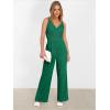 imageANRABESS Jumpsuits for Women 2025 Summer Dressy Spaghetti Strap Ribbed V Neck Wide Leg Overalls Flowy Romper Jumpers OutfitsDeep Green