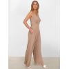 imageANRABESS Jumpsuits for Women 2025 Summer Dressy Spaghetti Strap Ribbed V Neck Wide Leg Overalls Flowy Romper Jumpers OutfitsLight Brown