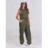 imageANRABESS Jumpsuits for Women Casual Summer Sleeveless 2025 Romper One Piece Outfit Active Workout Lounge Jumpsuits PocketsArmy Green