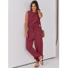 imageANRABESS Jumpsuits for Women Casual Summer Sleeveless 2025 Romper One Piece Outfit Active Workout Lounge Jumpsuits PocketsBurgundy
