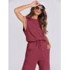 imageANRABESS Jumpsuits for Women Casual Summer Sleeveless 2025 Romper One Piece Outfit Active Workout Lounge Jumpsuits PocketsBurgundy