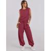 imageANRABESS Jumpsuits for Women Casual Summer Sleeveless 2025 Romper One Piece Outfit Active Workout Lounge Jumpsuits PocketsBurgundy
