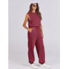 imageANRABESS Jumpsuits for Women Casual Summer Sleeveless 2025 Romper One Piece Outfit Active Workout Lounge Jumpsuits PocketsBurgundy