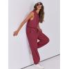 imageANRABESS Jumpsuits for Women Casual Summer Sleeveless 2025 Romper One Piece Outfit Active Workout Lounge Jumpsuits PocketsBurgundy