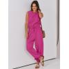imageANRABESS Jumpsuits for Women Casual Summer Sleeveless 2025 Romper One Piece Outfit Active Workout Lounge Jumpsuits PocketsHot Pink