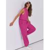 imageANRABESS Jumpsuits for Women Casual Summer Sleeveless 2025 Romper One Piece Outfit Active Workout Lounge Jumpsuits PocketsHot Pink