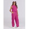 imageANRABESS Jumpsuits for Women Casual Summer Sleeveless 2025 Romper One Piece Outfit Active Workout Lounge Jumpsuits PocketsHot Pink