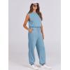 imageANRABESS Jumpsuits for Women Casual Summer Sleeveless 2025 Romper One Piece Outfit Active Workout Lounge Jumpsuits PocketsLake Blue