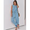 imageANRABESS Jumpsuits for Women Casual Summer Sleeveless 2025 Romper One Piece Outfit Active Workout Lounge Jumpsuits PocketsLake Blue