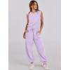 imageANRABESS Jumpsuits for Women Casual Summer Sleeveless 2025 Romper One Piece Outfit Active Workout Lounge Jumpsuits PocketsLight Purple