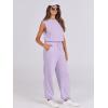 imageANRABESS Jumpsuits for Women Casual Summer Sleeveless 2025 Romper One Piece Outfit Active Workout Lounge Jumpsuits PocketsLight Purple