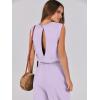 imageANRABESS Jumpsuits for Women Casual Summer Sleeveless 2025 Romper One Piece Outfit Active Workout Lounge Jumpsuits PocketsLight Purple