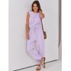 imageANRABESS Jumpsuits for Women Casual Summer Sleeveless 2025 Romper One Piece Outfit Active Workout Lounge Jumpsuits PocketsLight Purple