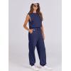 imageANRABESS Jumpsuits for Women Casual Summer Sleeveless 2025 Romper One Piece Outfit Active Workout Lounge Jumpsuits PocketsNavy Blue