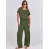 imageANRABESS Jumpsuits for Women Short Sleeve Wide Leg Casual Summer One Piece Jumper Rompers 2025 Beach Vacation Travel OutfitsArmy Green
