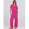 imageANRABESS Jumpsuits for Women Short Sleeve Wide Leg Casual Summer One Piece Jumper Rompers 2025 Beach Vacation Travel OutfitsHot Pink