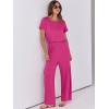 imageANRABESS Jumpsuits for Women Short Sleeve Wide Leg Casual Summer One Piece Jumper Rompers 2025 Beach Vacation Travel OutfitsHot Pink