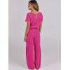 imageANRABESS Jumpsuits for Women Short Sleeve Wide Leg Casual Summer One Piece Jumper Rompers 2025 Beach Vacation Travel OutfitsHot Pink