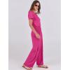 imageANRABESS Jumpsuits for Women Short Sleeve Wide Leg Casual Summer One Piece Jumper Rompers 2025 Beach Vacation Travel OutfitsHot Pink