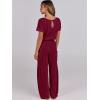 imageANRABESS Jumpsuits for Women Short Sleeve Wide Leg Casual Summer One Piece Jumper Rompers 2025 Beach Vacation Travel OutfitsWine Red