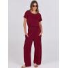 imageANRABESS Jumpsuits for Women Short Sleeve Wide Leg Casual Summer One Piece Jumper Rompers 2025 Beach Vacation Travel OutfitsWine Red
