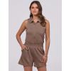 imageANRABESS Romper for Womens 2025 Summer Dressy Casual Sleeveless V Neck One Piece Short Jumpsuit Lounge Travel Outfits ClothesLight Brown