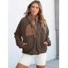 imageANRABESS Women Fuzzy Fleece Pullover Sherpa Sweatshirt Long Sleeve Button Down Warm Soft Color Block Jackets with PocketsBrown